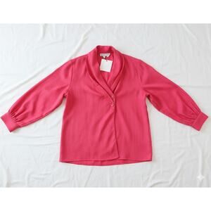 Laura & Jayne Vintage Red Shawl Collar Blouse Shirt Womens 14 Large